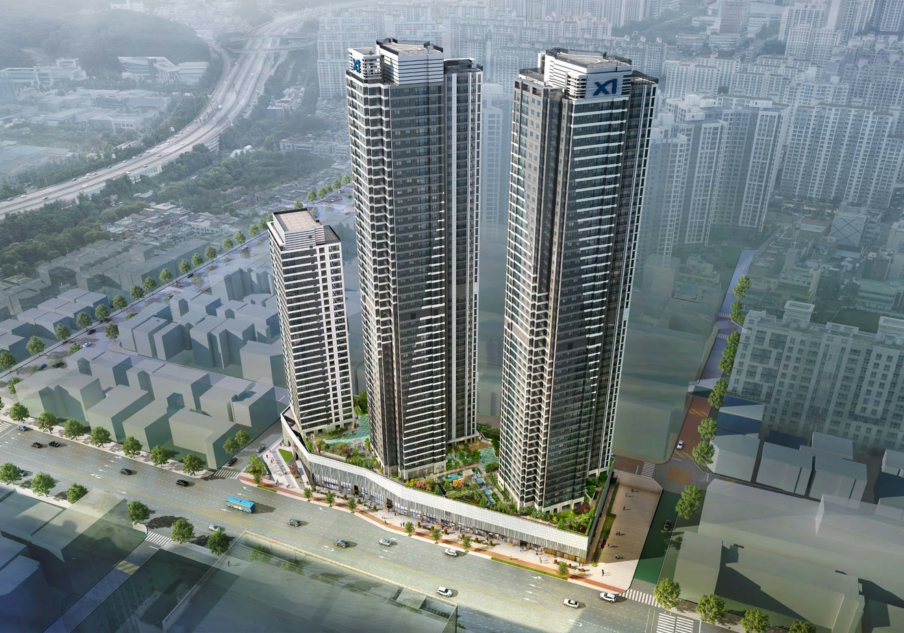 달서자이 제니크 오피스텔 단지 조감도 CG